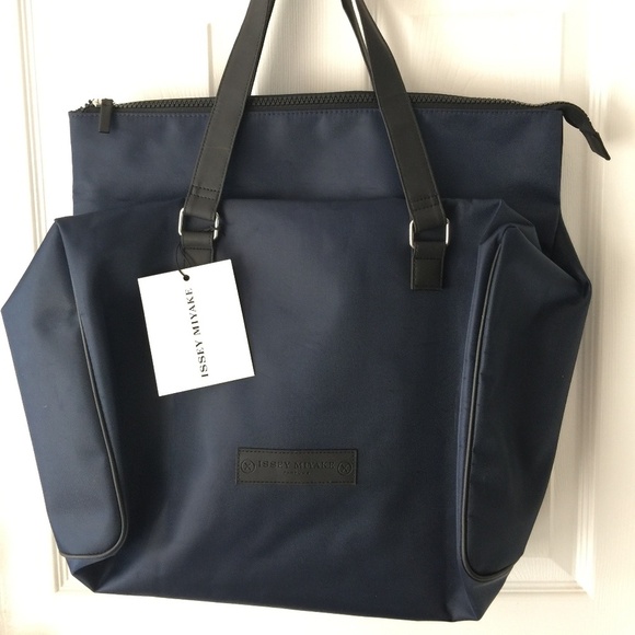Issey Miyake Handbags - Large Issey Miyake Navy Blue Travel Bag NWT